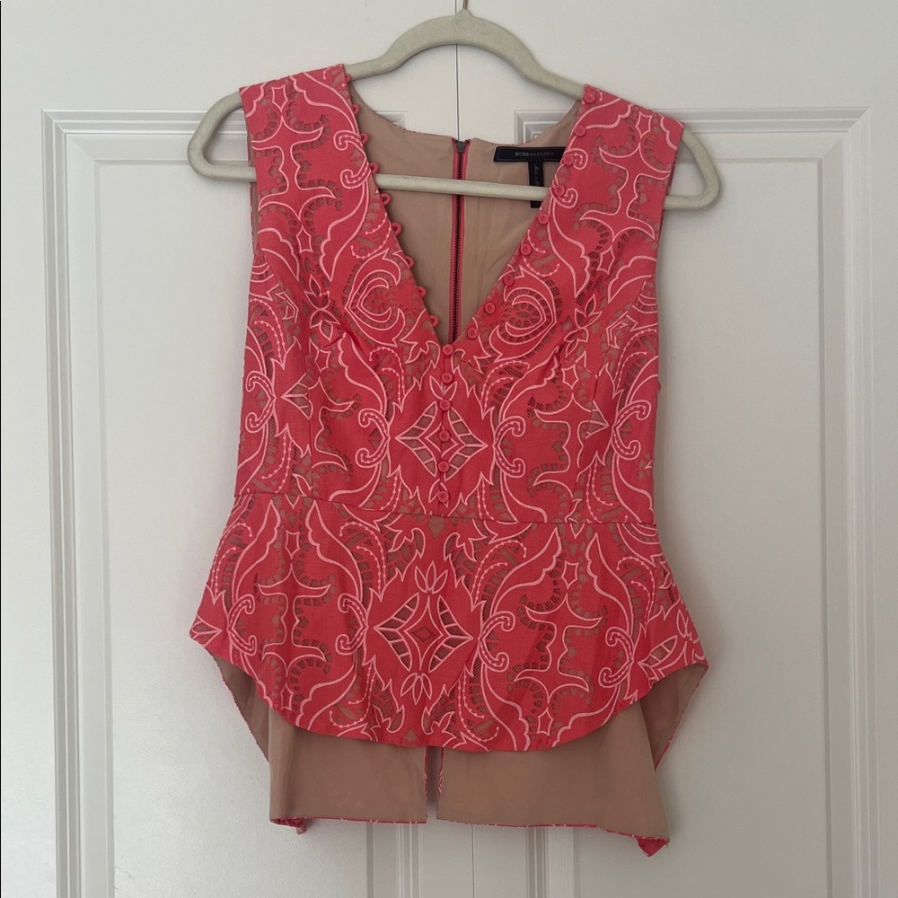 BCBGMaxAzria Coral Embroidered Sleeveless Blouse